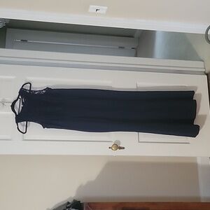 Lulus Oak & Elm Navy Blue Sleeveless Lace Onlay Maxi Gown Dress Size L